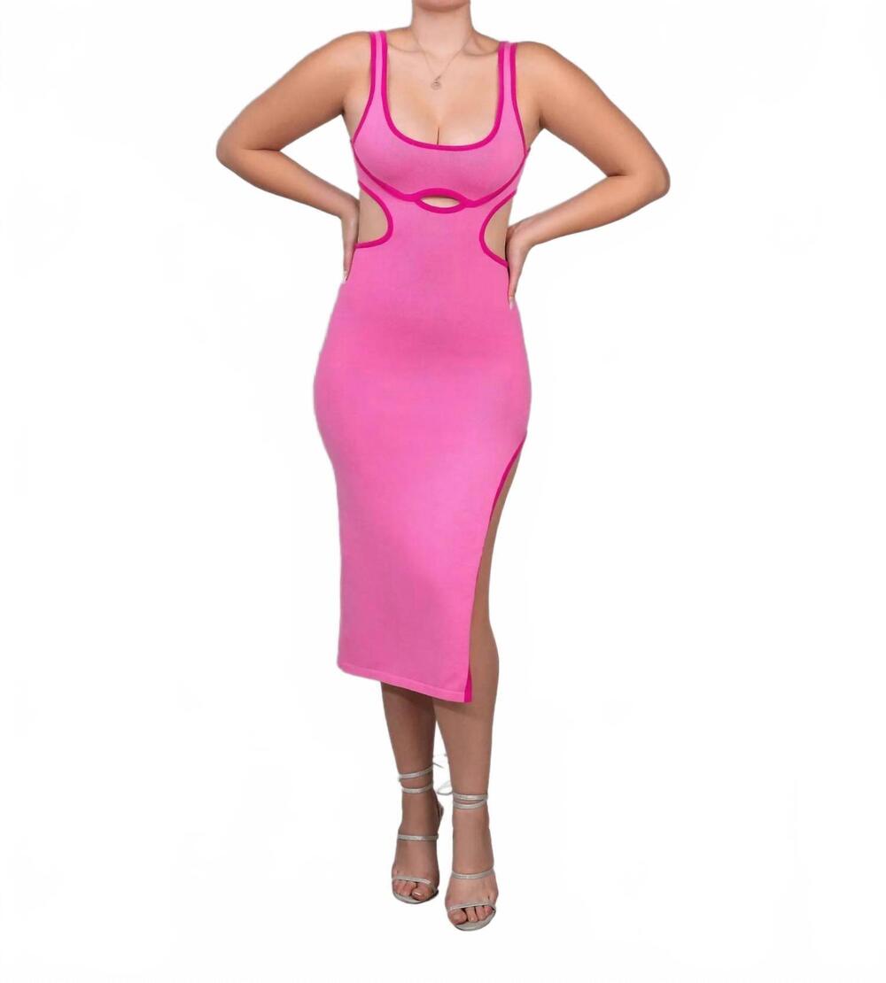 NEW RUNAWAY THE LABEL grazia midi dress in pink